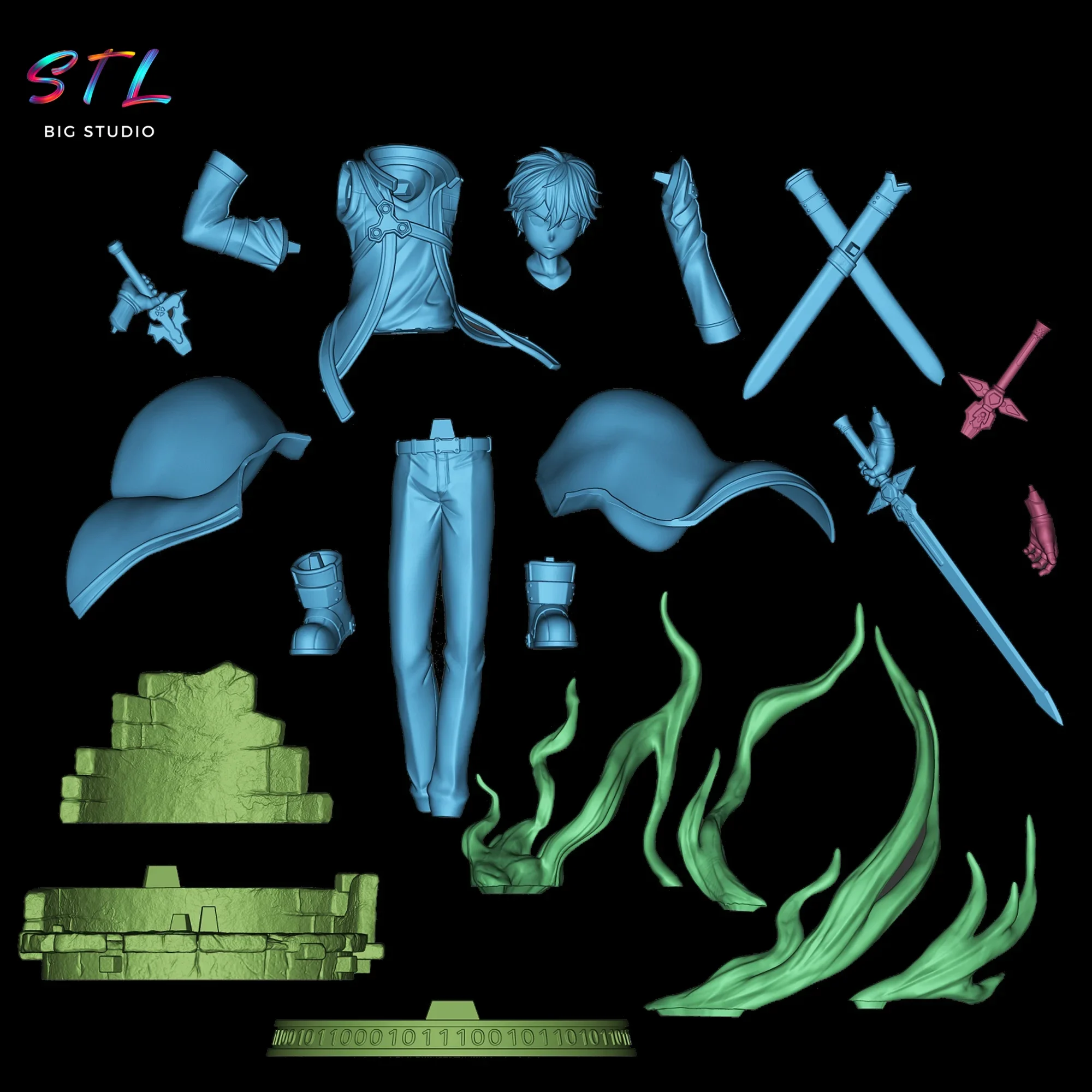 stl kazuto kirigaya figura sword art online impresion 3d stl kazuto kirigaya figura sword art online impresion 3d