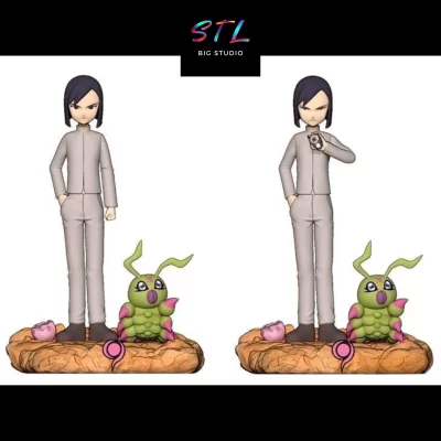 stl ken ichijouji y wormmon digimon impresion 3d