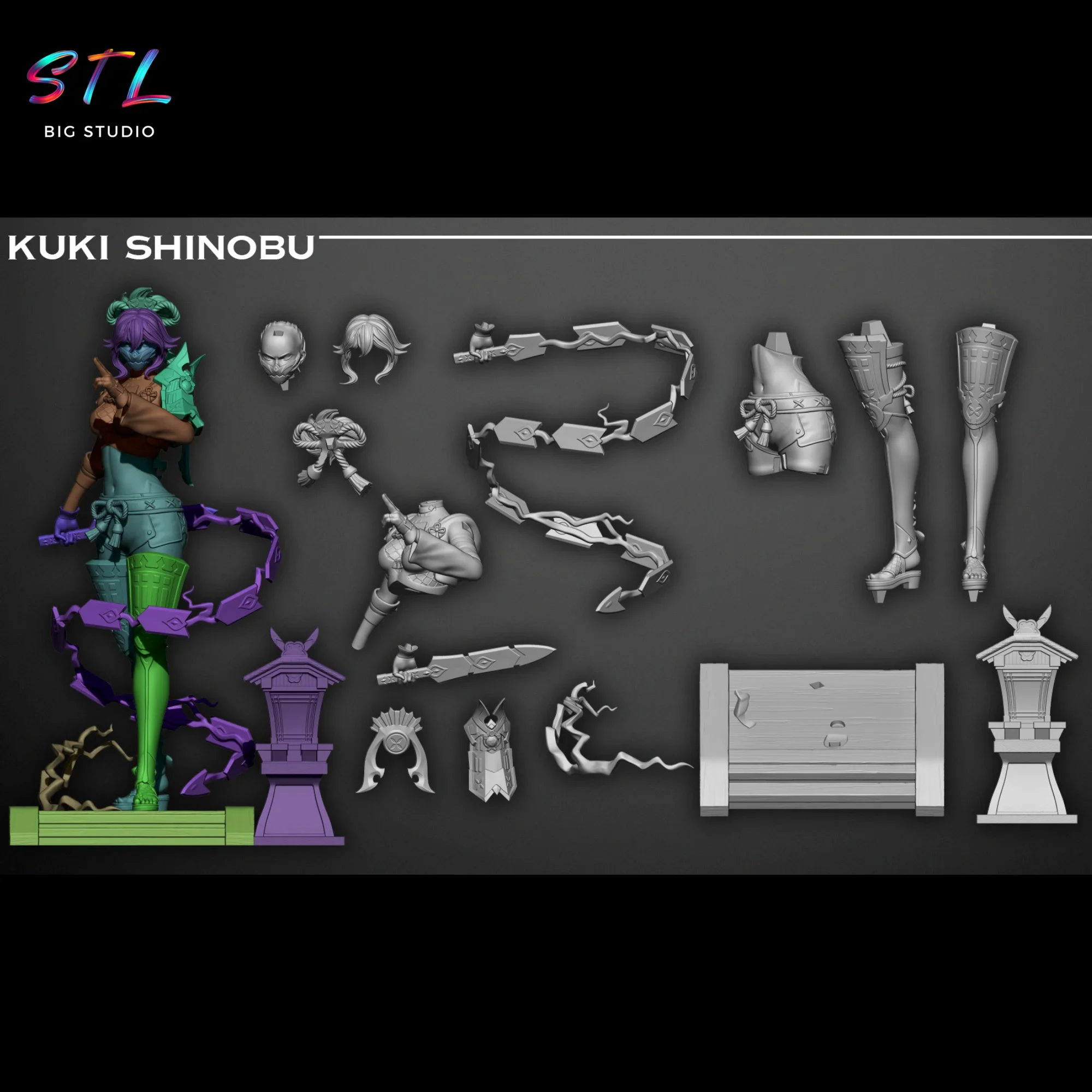 stl kuki shinobu diorama genshin impact impresion 3d stl kuki shinobu diorama genshin impact impresion 3d