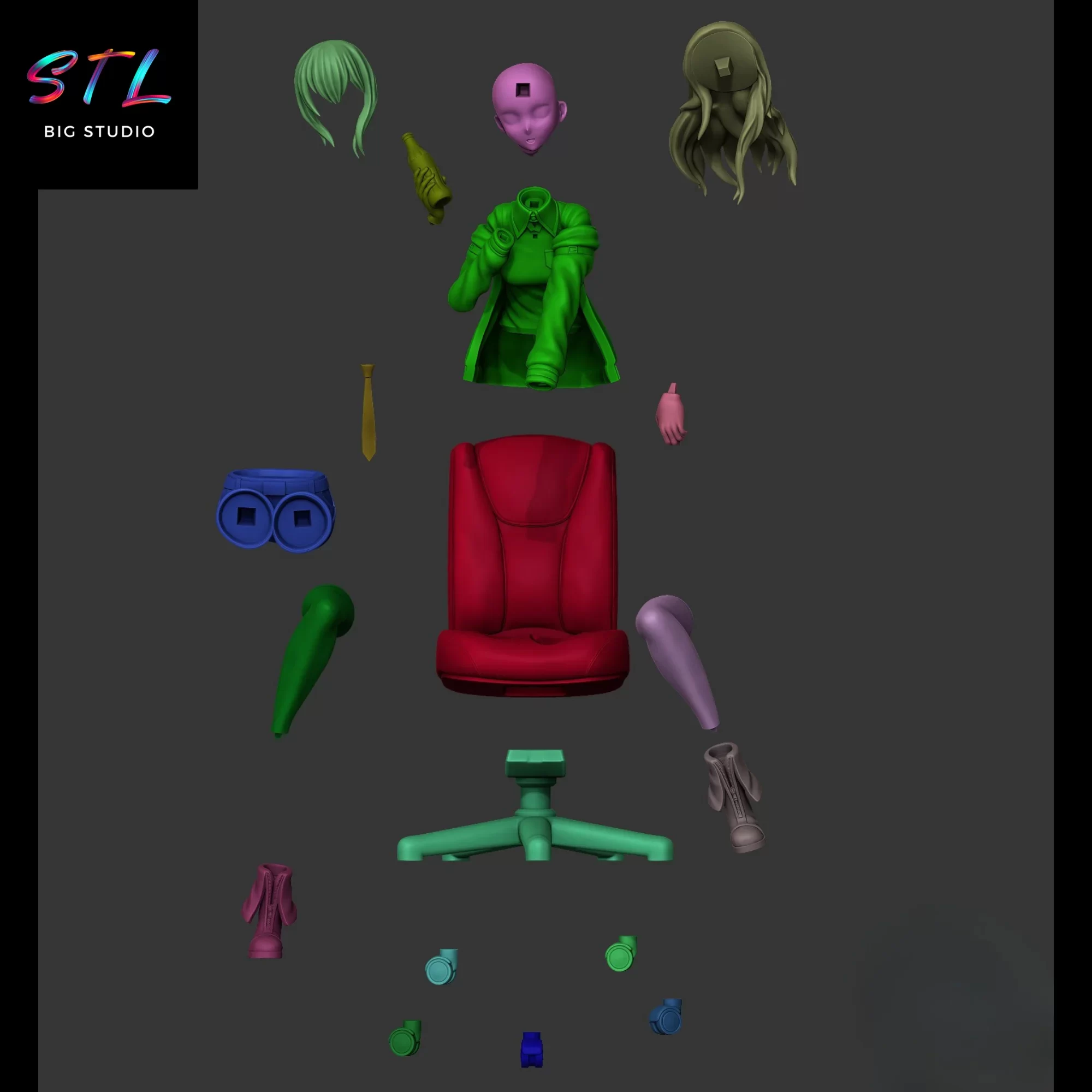 stl kurisu makise steins gate figura impresion 3d stl kurisu makise steins gate figura impresion 3d