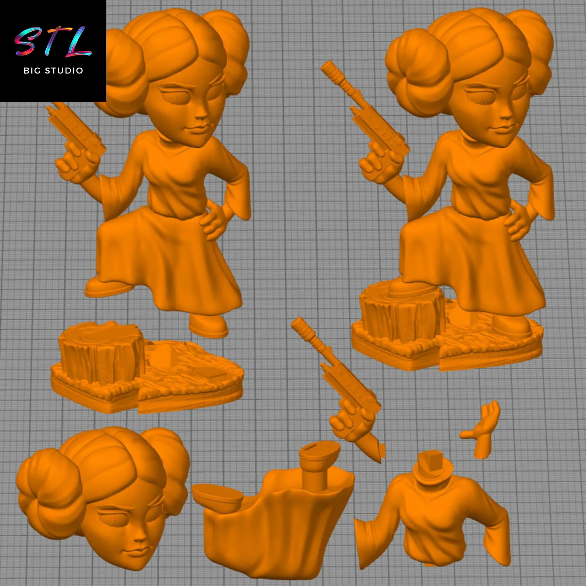 stl leia chibi kawaii impresion 3d figura star wars stl leia chibi kawaii impresion 3d figura star wars