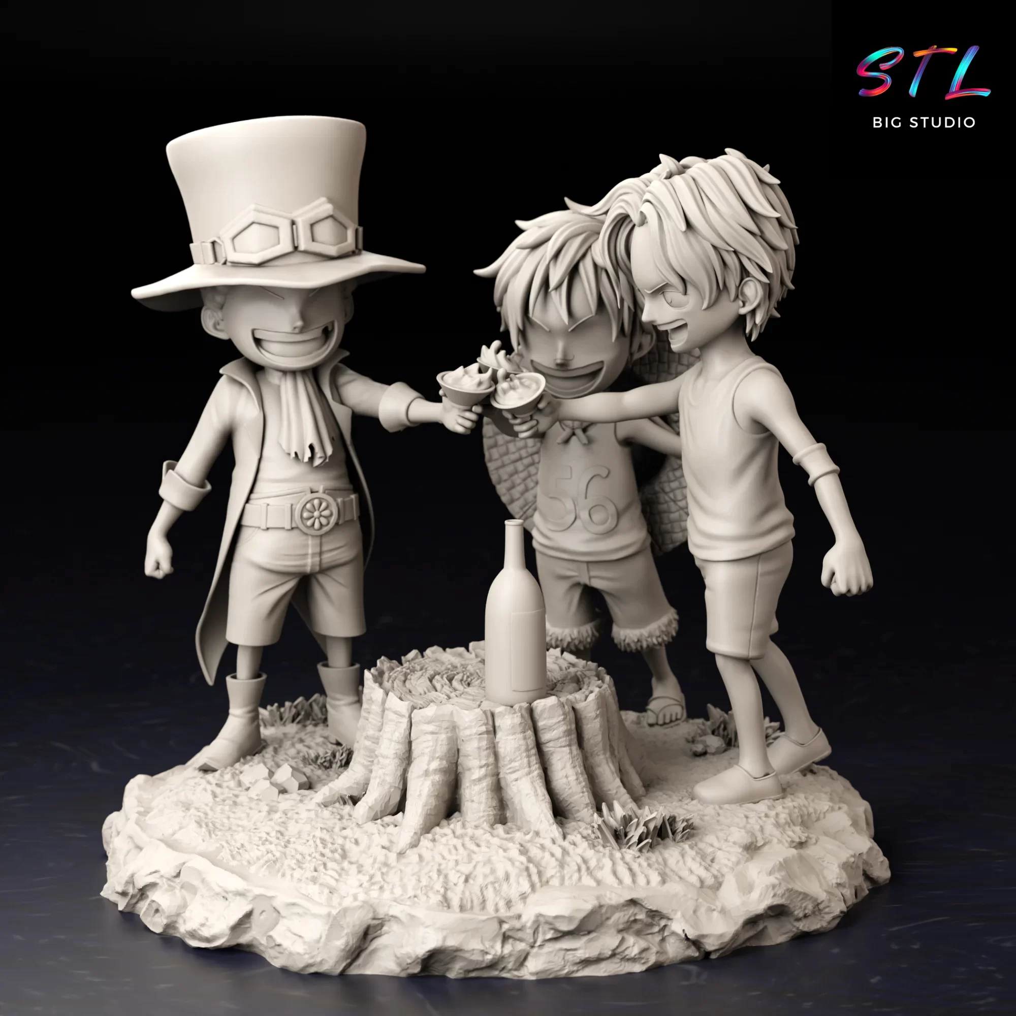 stl luffy ace sabo diorama one piece impresion 3d stl luffy ace sabo diorama one piece impresion 3d