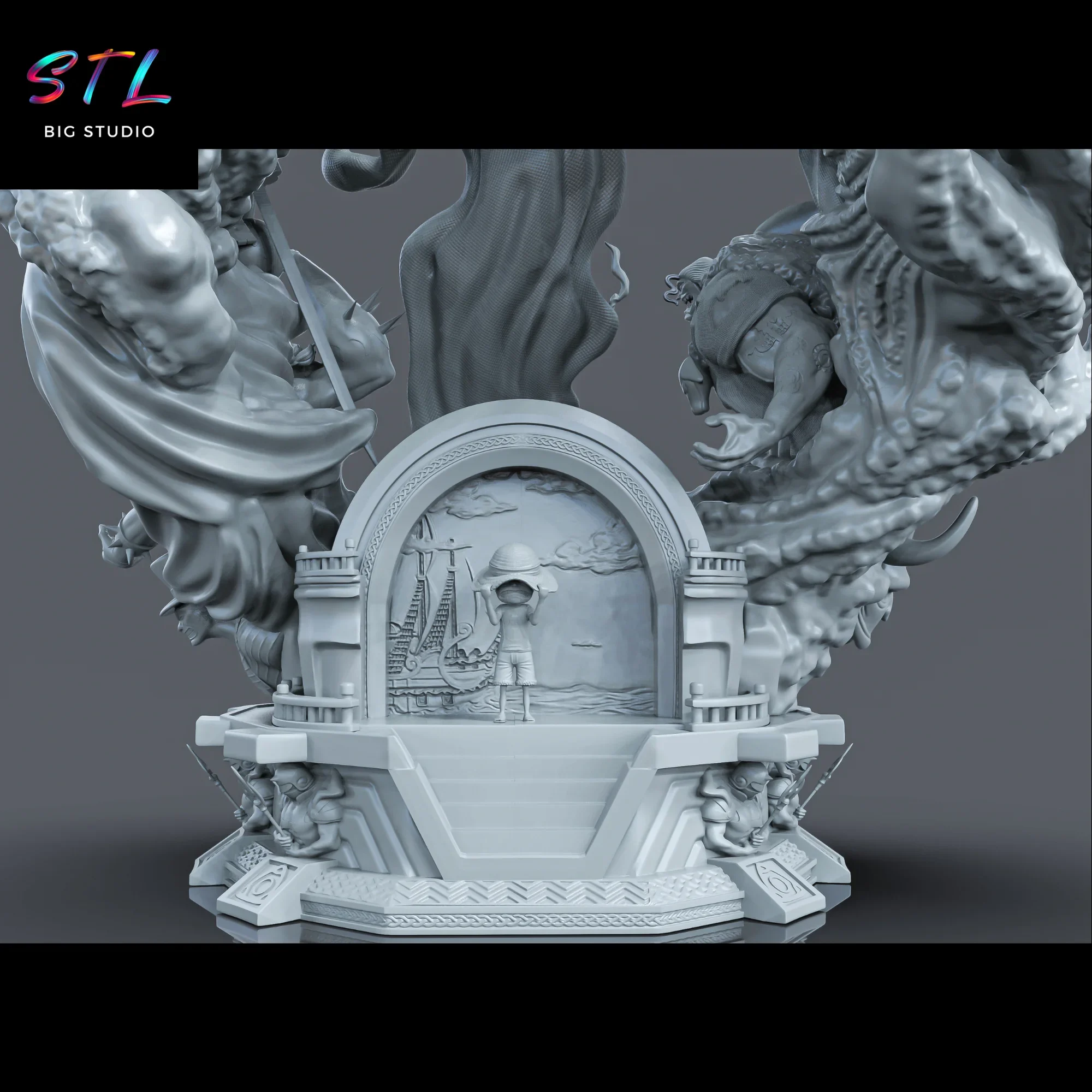stl luffy en el trono diorama one piece para impresion 3d stl luffy en el trono diorama one piece para impresion 3d