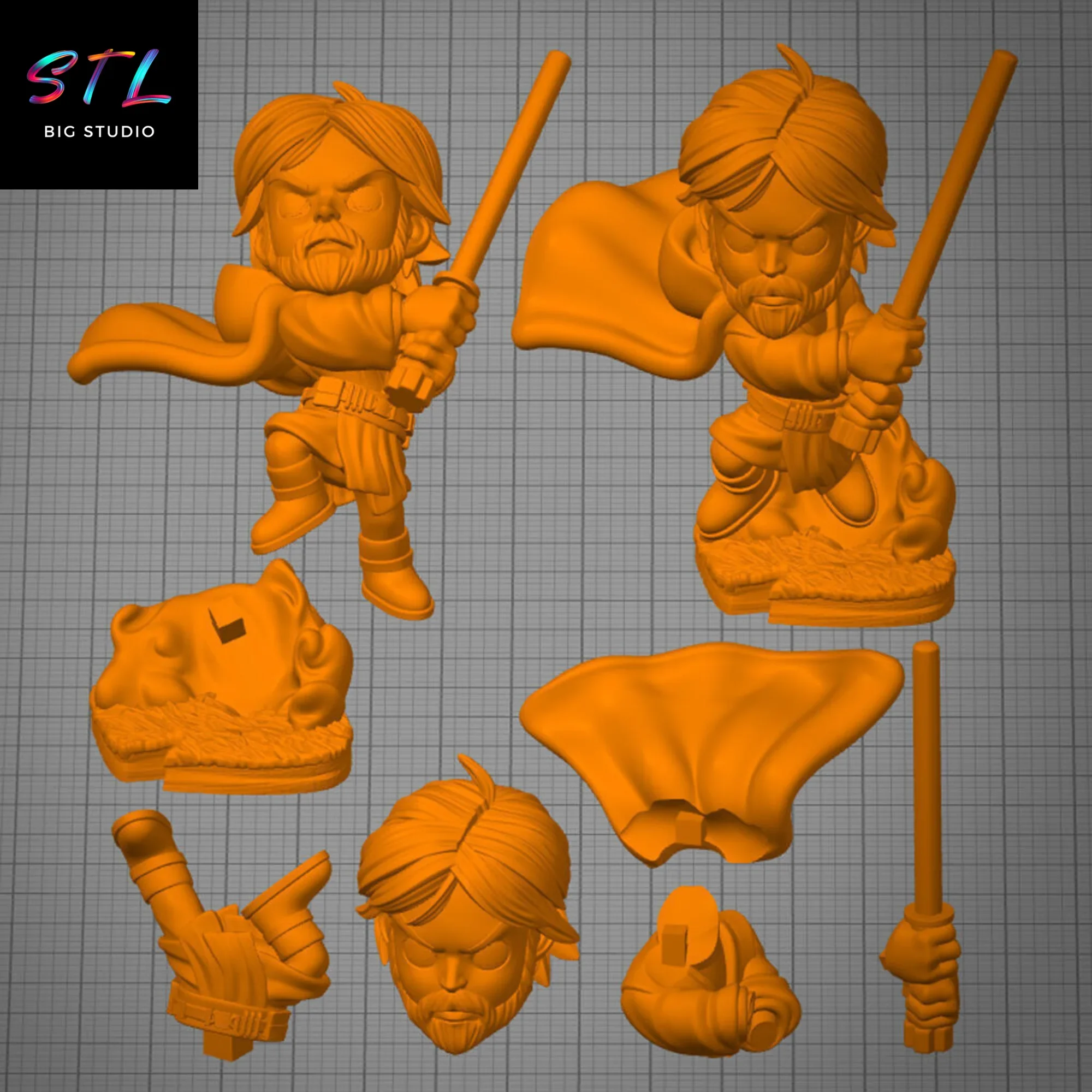 stl luke skywalker chibi impresion 3d figura star wars stl luke skywalker chibi impresion 3d figura star wars