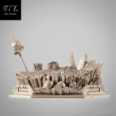 stl mandalorian montado en blurrg diorama star wars