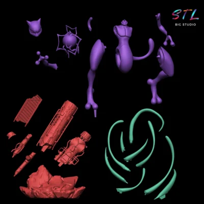 stl mewtwo pokemon figura impresion 3d
