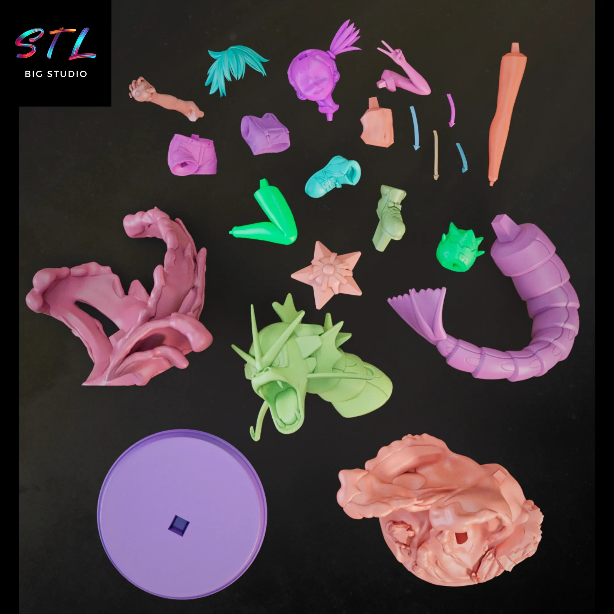 stl misty con gyarados figura impresion 3d stl misty con gyarados figura impresion 3d