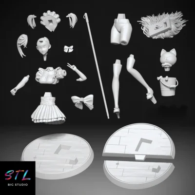 stl momo ayase maid impresion 3d figura dandadan