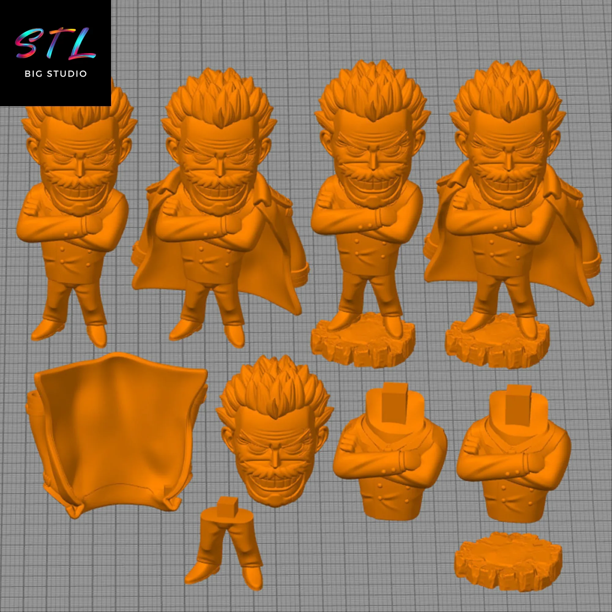 stl monkey d garp chibi kawaii impresion 3d figura one piece stl monkey d garp chibi kawaii impresion 3d figura one piece