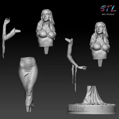 stl morticia addams figura impresion 3d