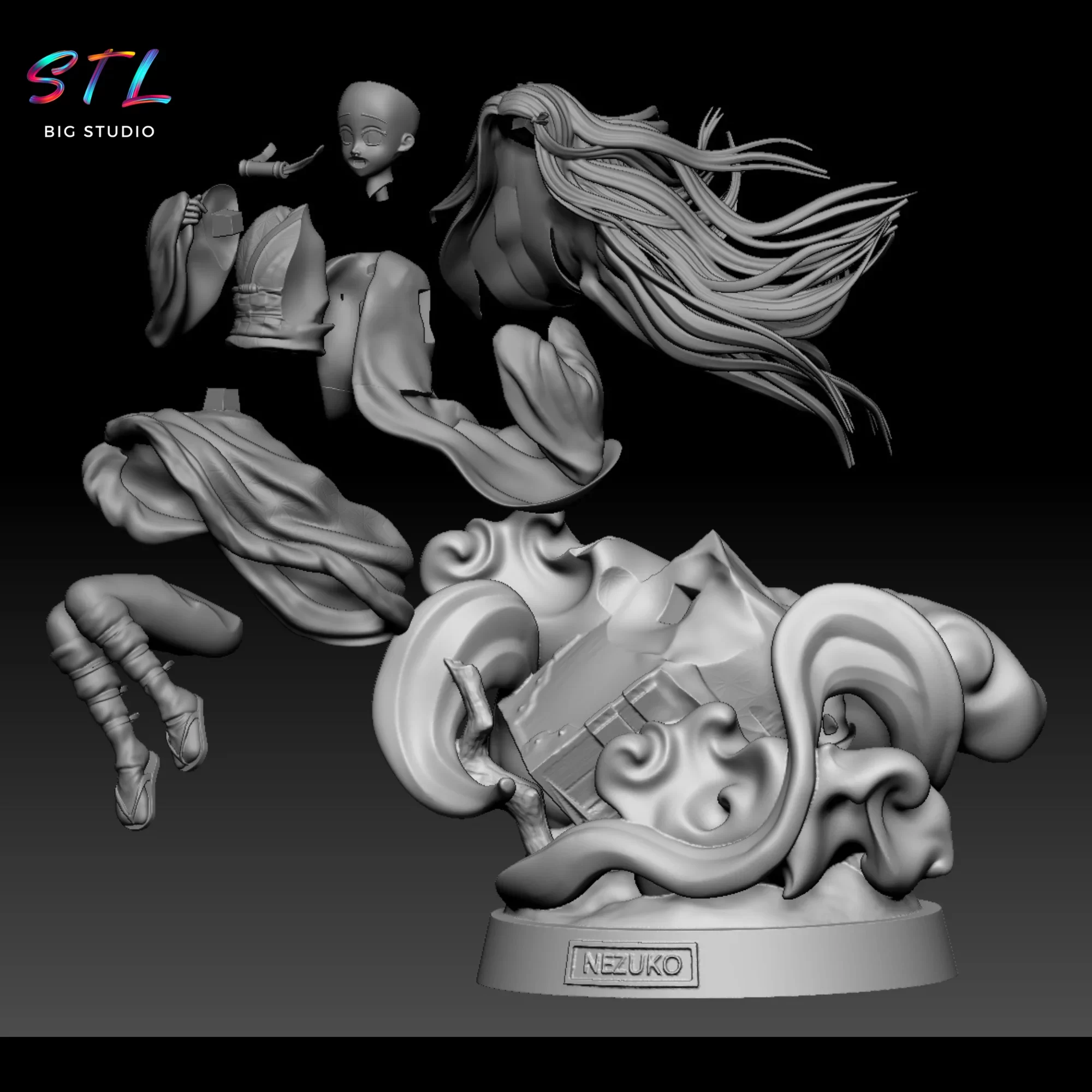 stl nezuko kamado diorama demon slayer imprimir 3d stl nezuko kamado diorama demon slayer imprimir 3d