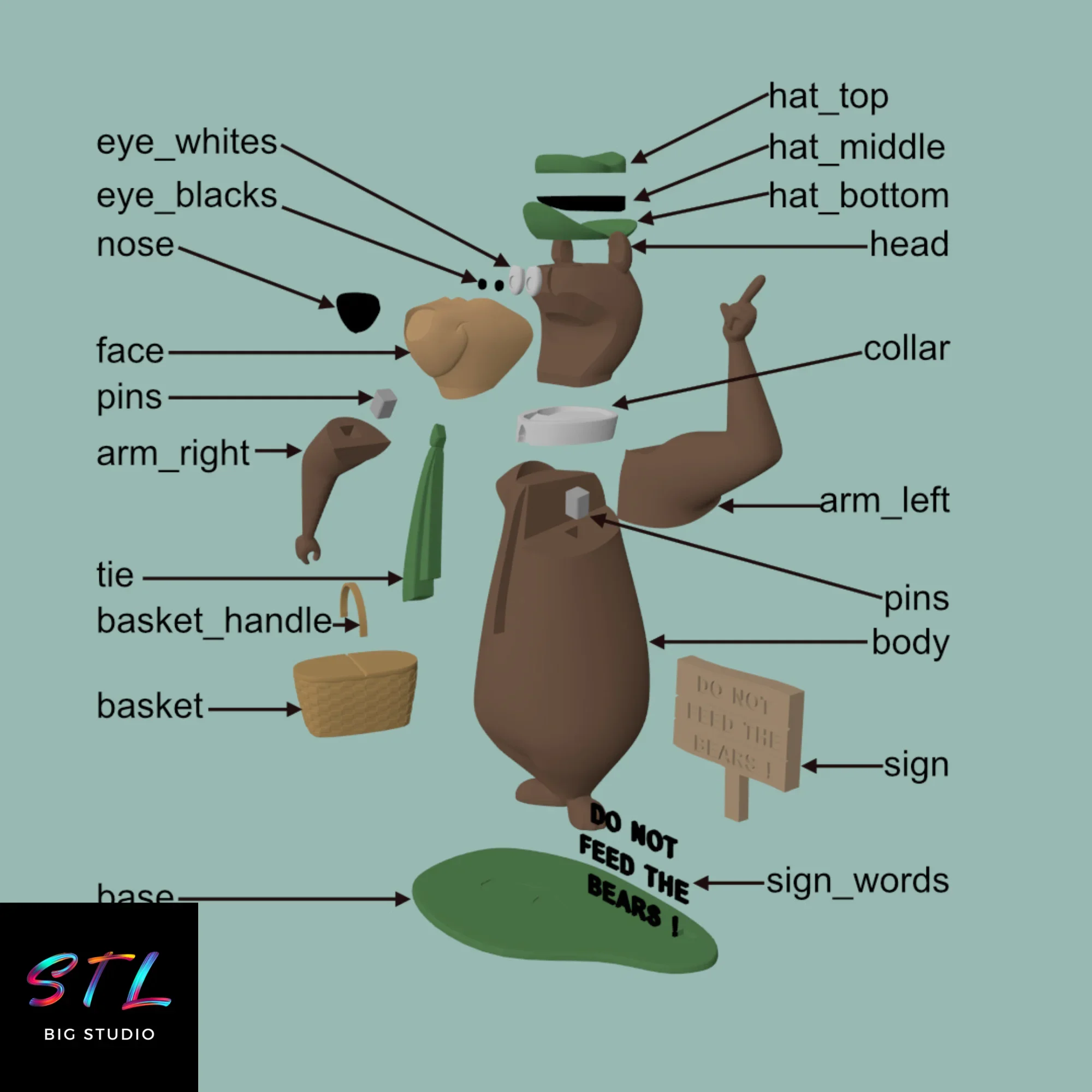 stl oso yogui para impresion 3d stl oso yogui para impresion 3d