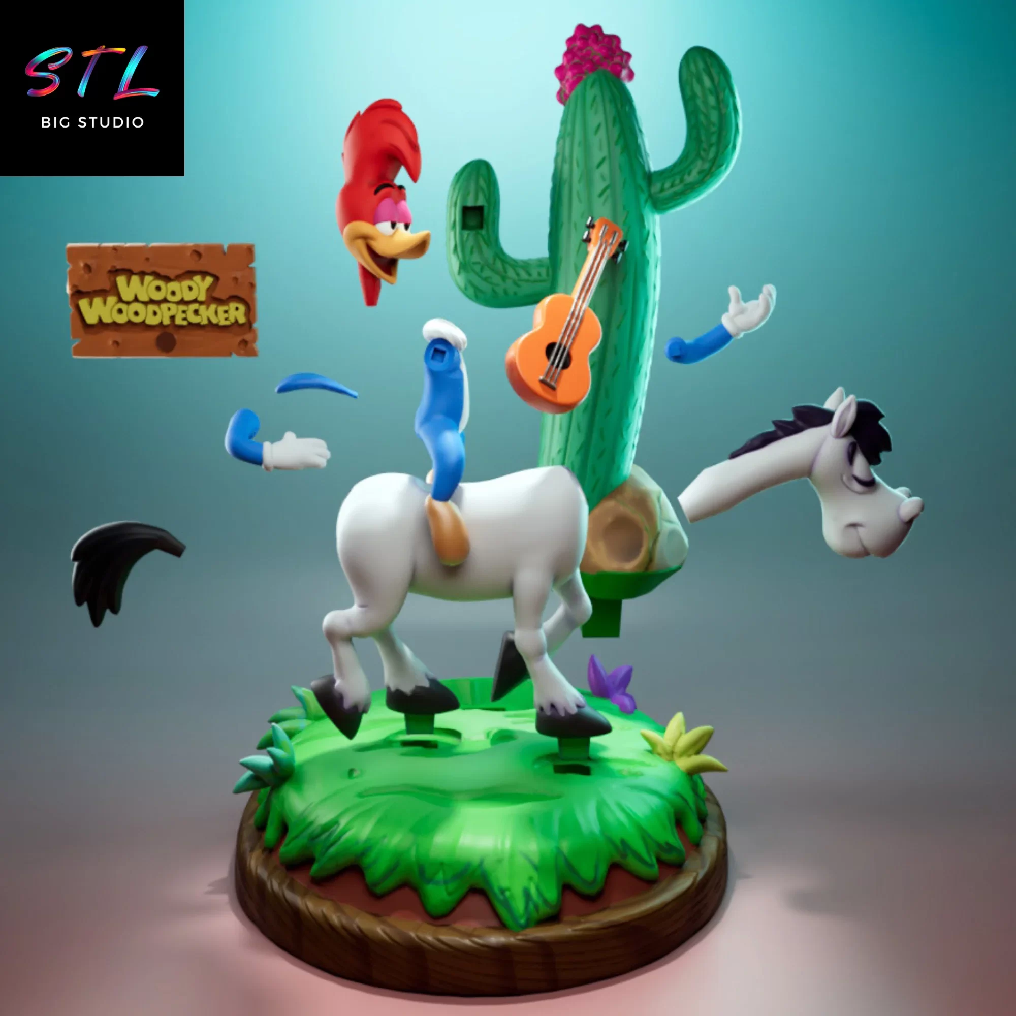 stl pajaro loco diorama woody woodpecker impresion 3d stl pajaro loco diorama woody woodpecker impresion 3d