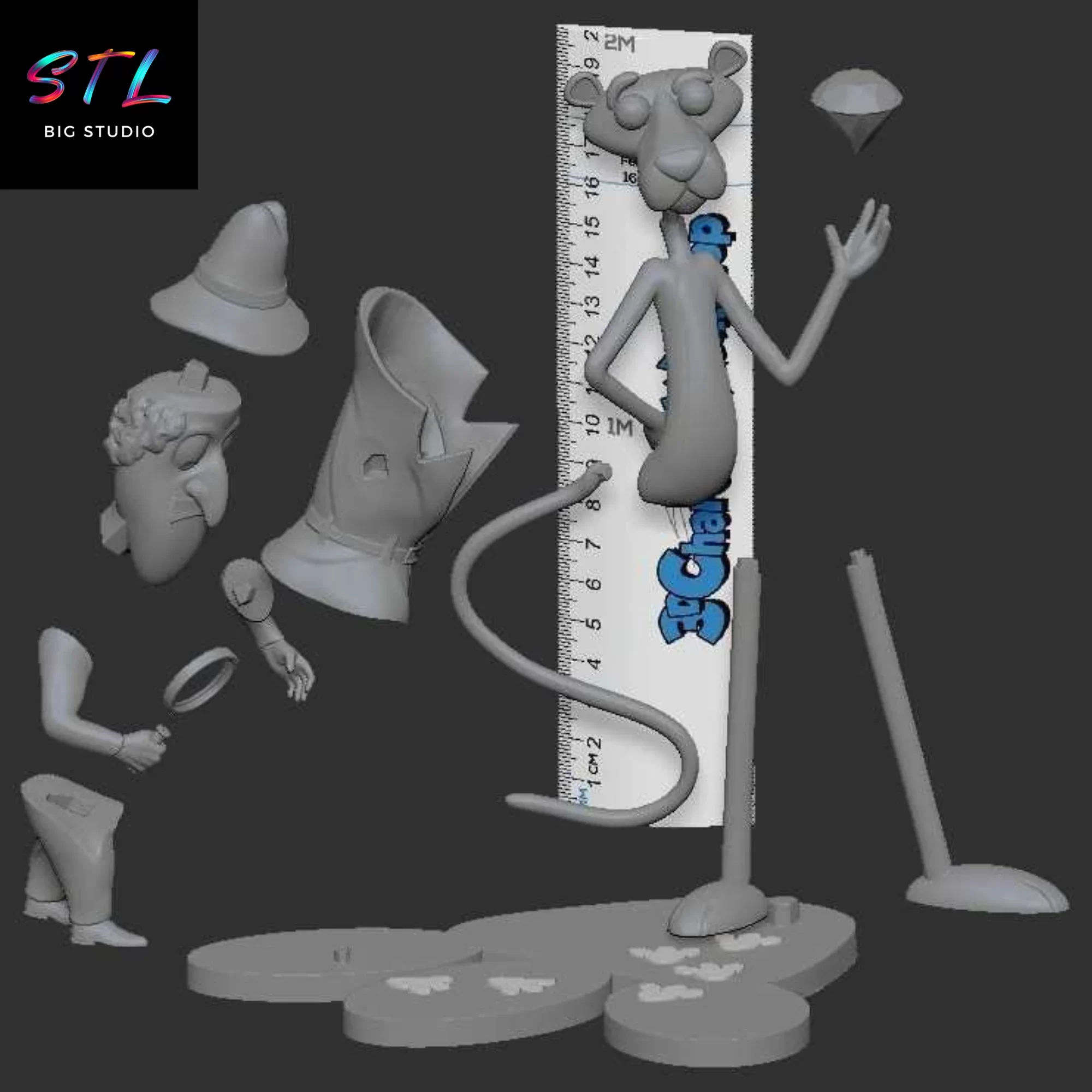 stl pantera rosa imprimir 3d figura stl pantera rosa imprimir 3d figura