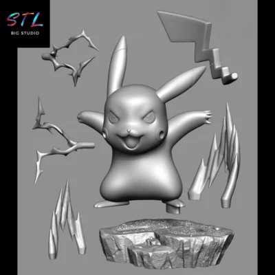 stl pikachu pokemon impresion 3d