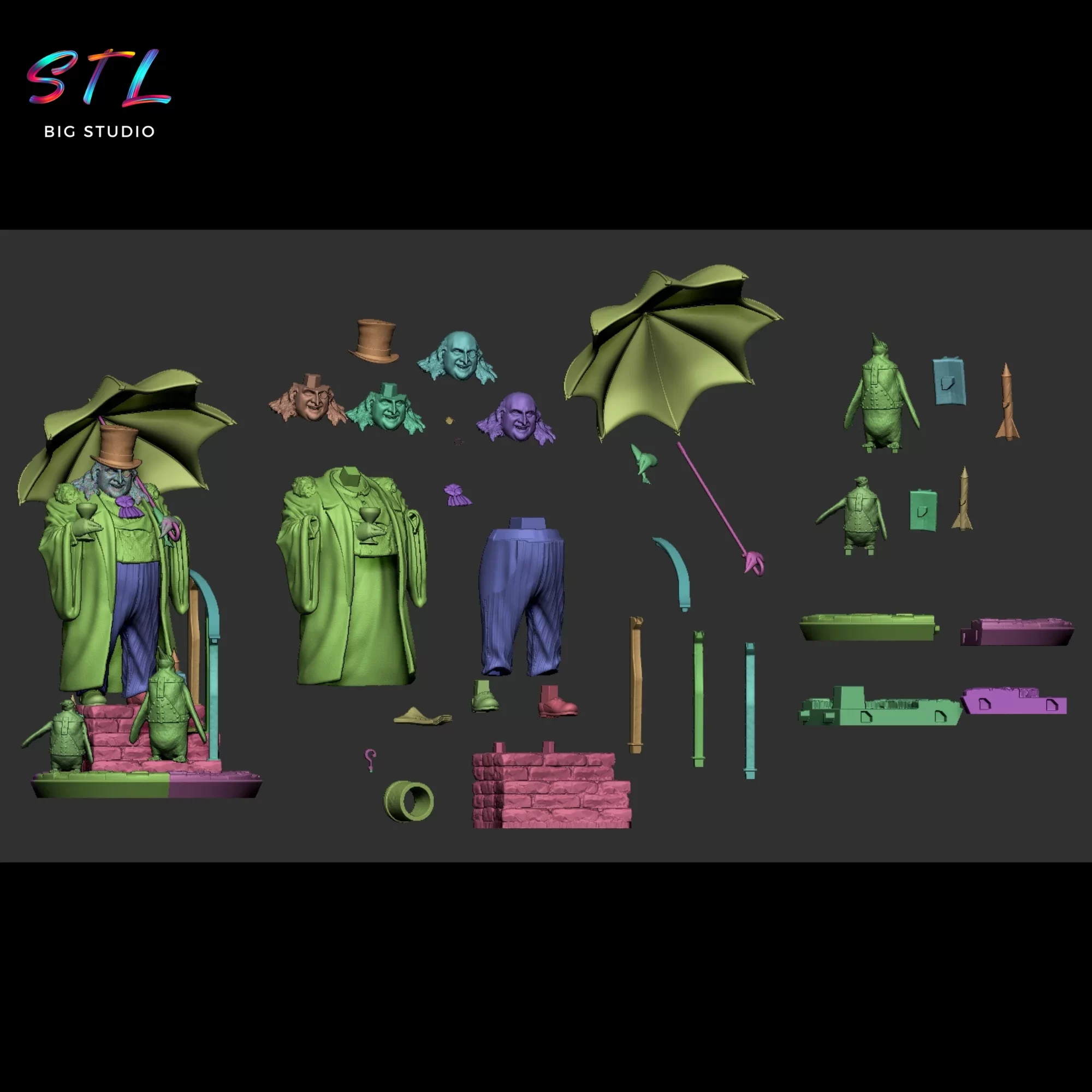 stl pingüino diorama batman impreison 3d stl pingüino diorama batman impreison 3d