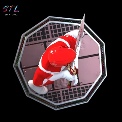 stl power ranger rojo figura impresion 3d