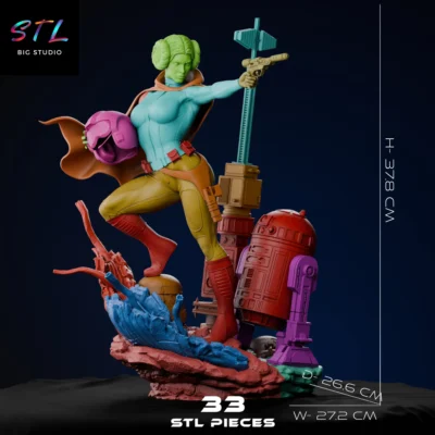 stl princesa leia y r2d2 impresion 3d star wars