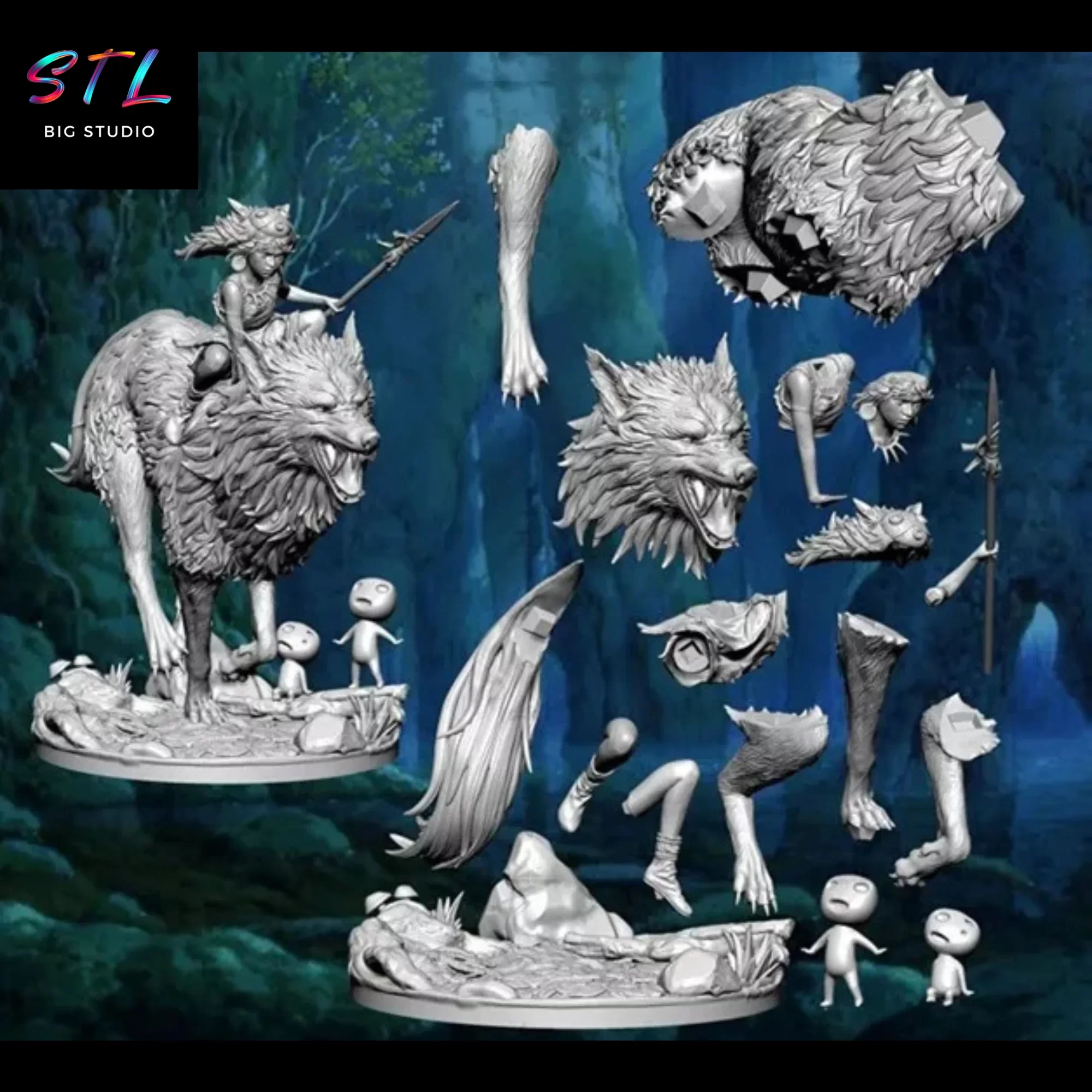 stl princesa mononoke imprimir 3d stl princesa mononoke imprimir 3d