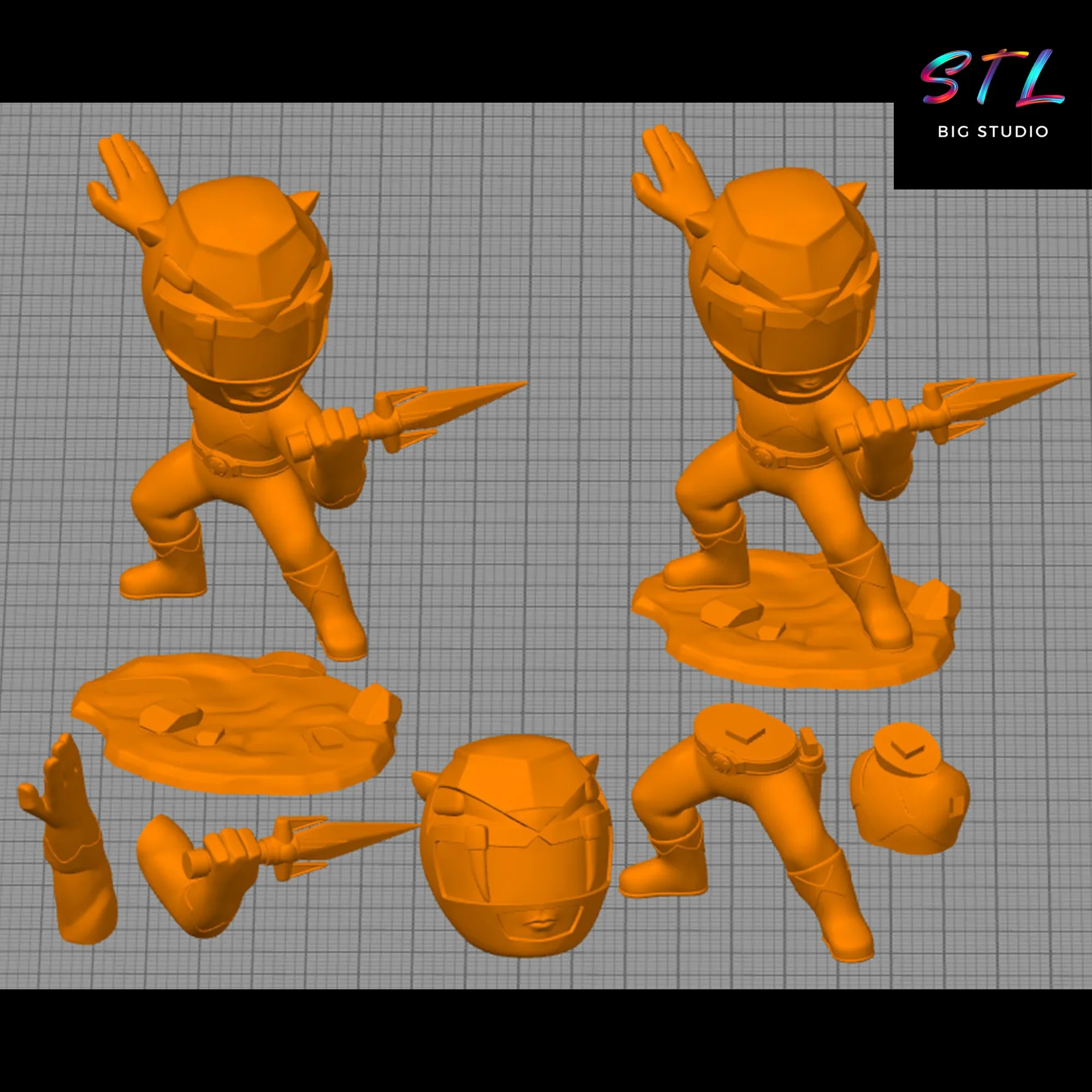 stl ranger amarillo chibi kawaii impresion 3d power rangers stl ranger amarillo chibi kawaii impresion 3d power rangers