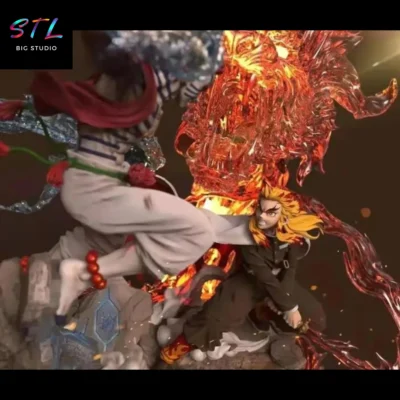 stl rengoku vs akaza impresion 3d diorama demon slayer