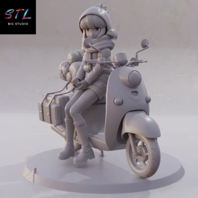 stl rin shima figura laid-back camp impresion 3d