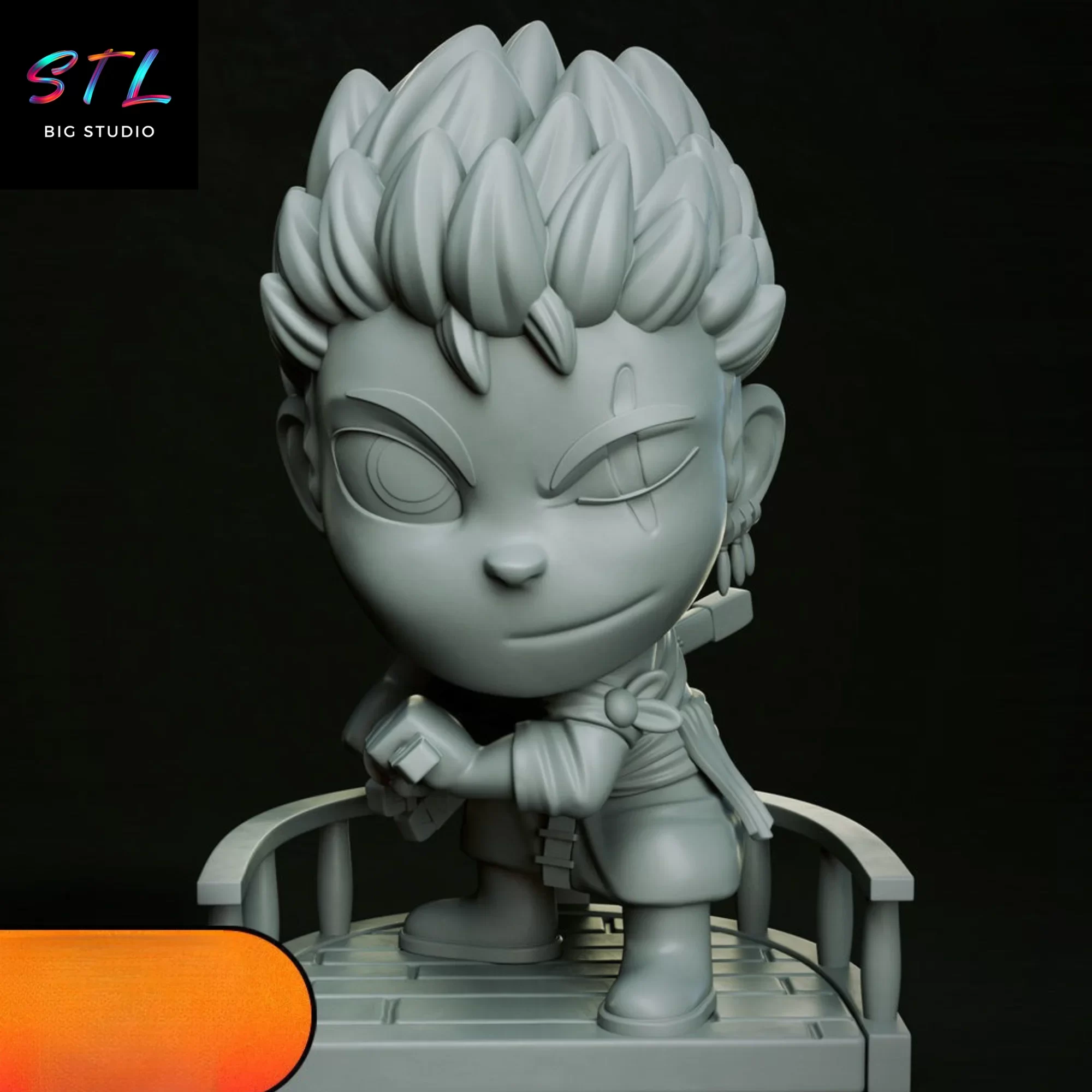 stl roronoa zoro chibi kawaii one piece 3d