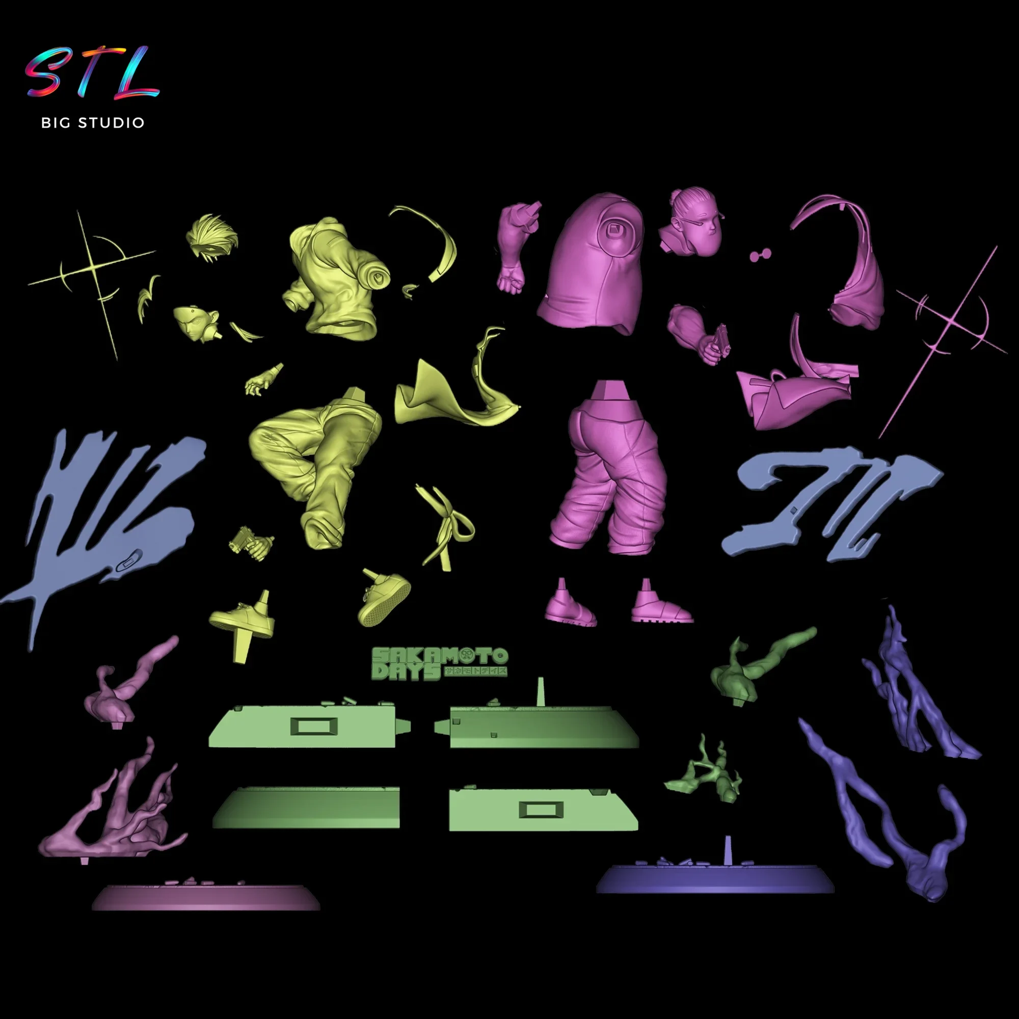 stl sakamoto days diorama taro y shin impresion 3d stl sakamoto days diorama taro y shin impresion 3d