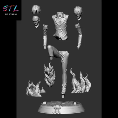 stl sanji one piece imprimir 3d