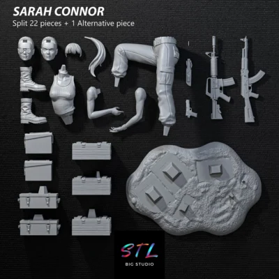 stl sarah connor terminator figura impresion 3d