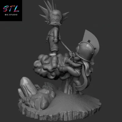 stl son goku y milk impresion 3d dragon ball
