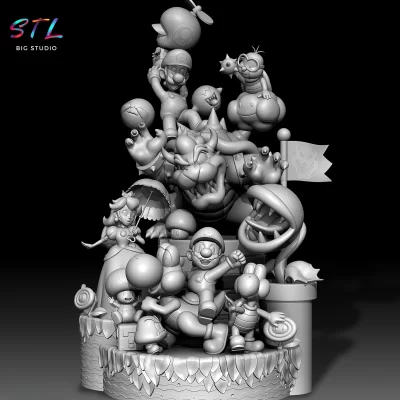 stl super mario bros diorama 3d