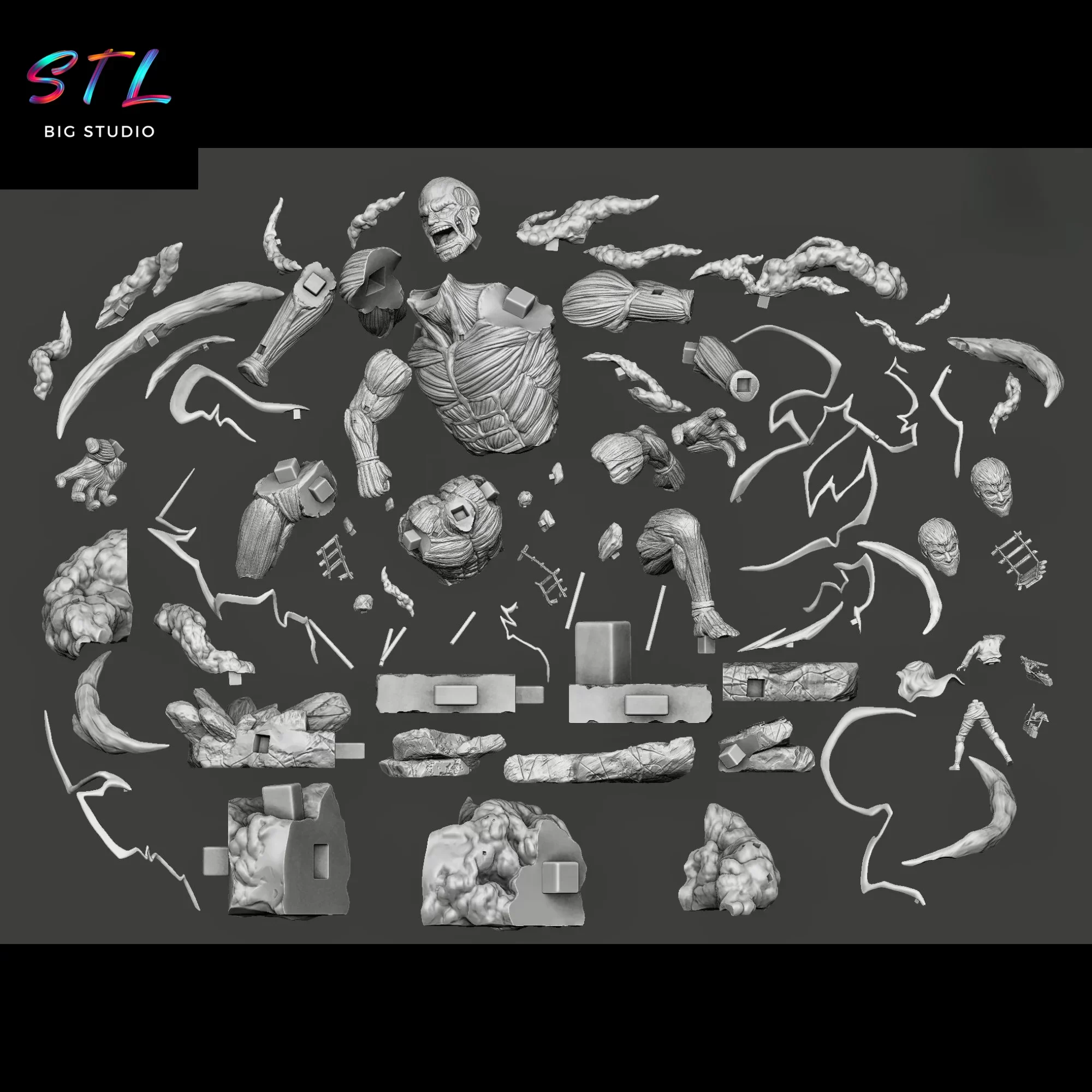 stl titan acorazado y colosal diorama ataque a los titanes impresion 3d stl titan acorazado y colosal diorama ataque a los titanes impresion 3d