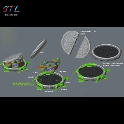 stl tortugas ninja alcantarilla figura impresion 3d