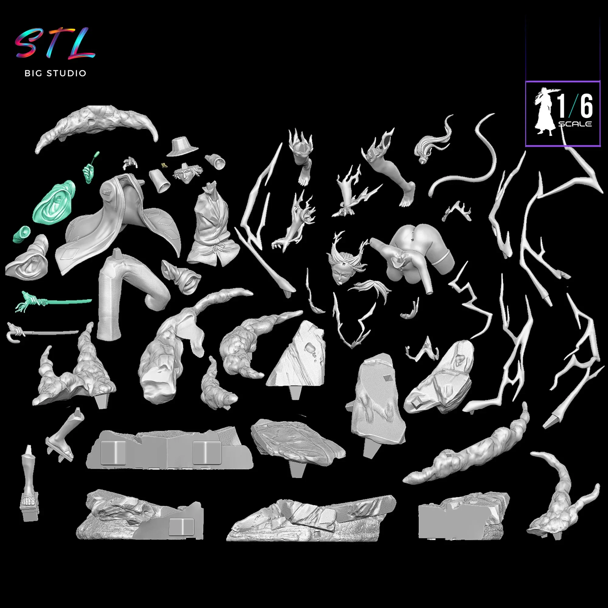 stl urahara y yoruichi figura bleach impresion 3d stl urahara y yoruichi figura bleach impresion 3d