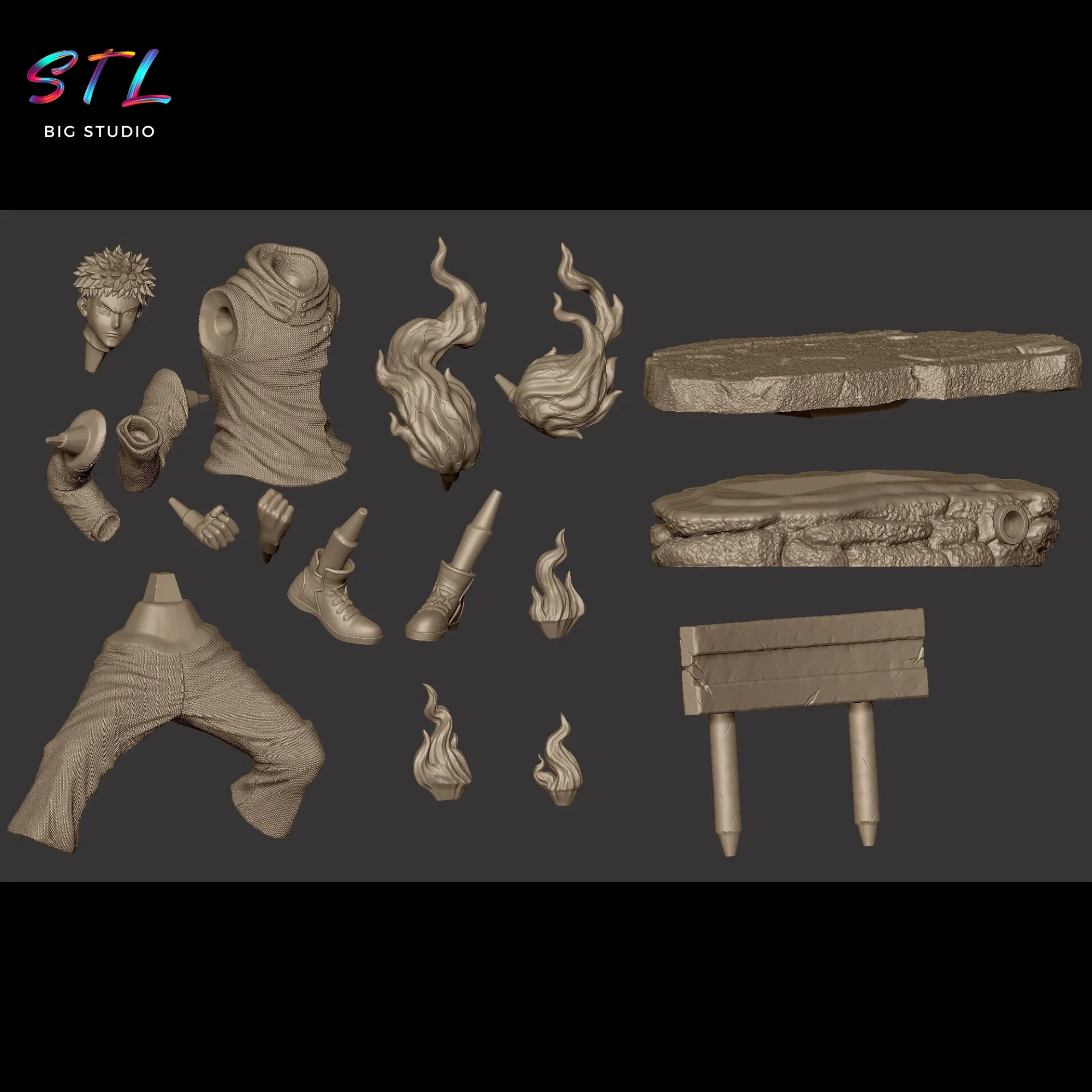 stl yuji itadori figura jujutsu kaisen impresion 3d stl yuji itadori figura jujutsu kaisen impresion 3d