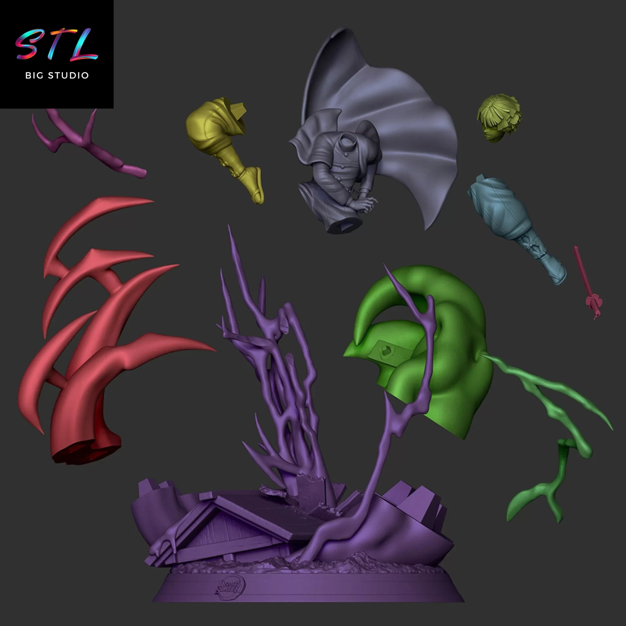 stl zenitsu diorama kimetsu no yaiba impresion 3d stl zenitsu diorama kimetsu no yaiba impresion 3d