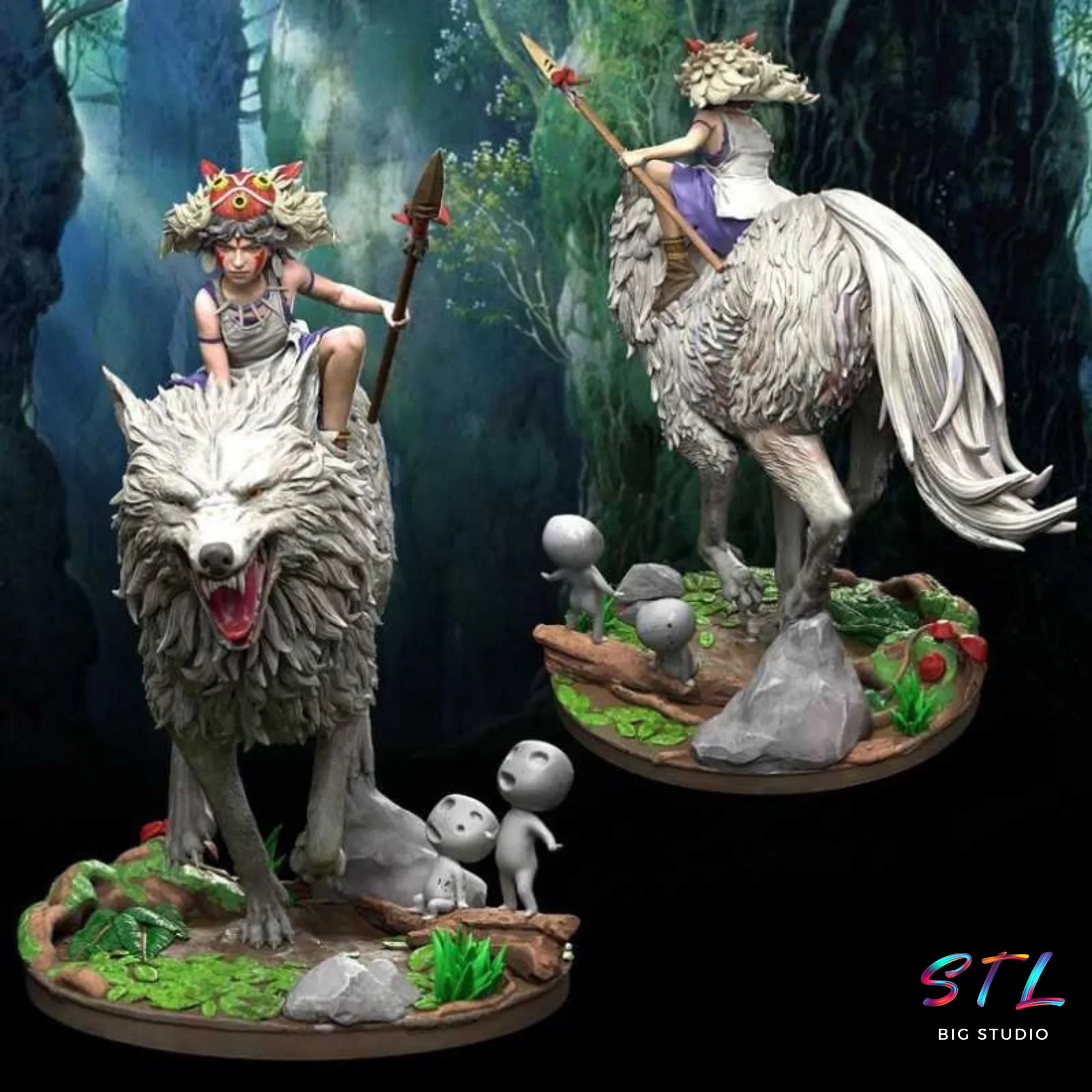 studio ghibli stl princesa mononoke diorama imprimir 3d studio ghibli stl princesa mononoke diorama imprimir 3d