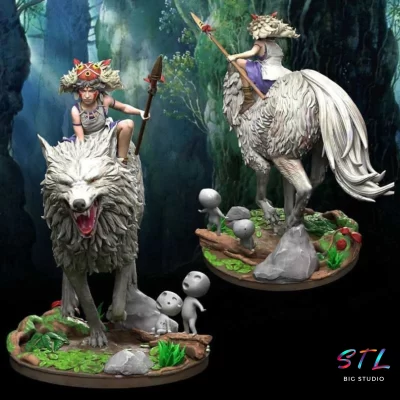 studio ghibli stl princesa mononoke diorama imprimir 3d