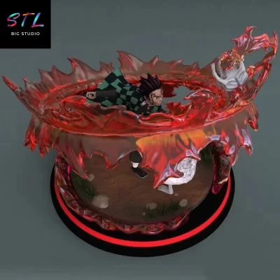 tanjiro vs rui diorama 3d stl