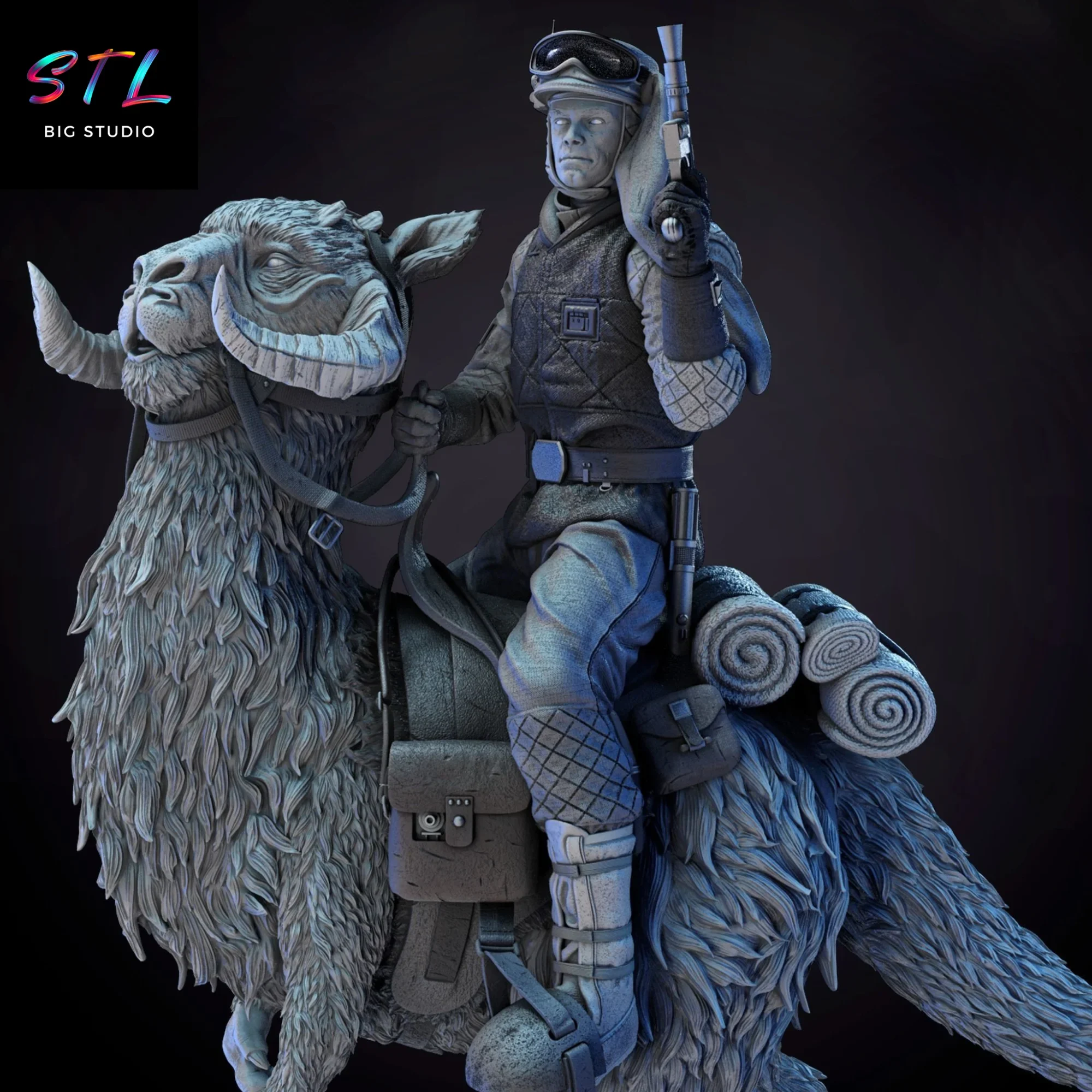 tauntaun y luke skywalker stl impresion 3d figura star wars tauntaun y luke skywalker stl impresion 3d figura star wars