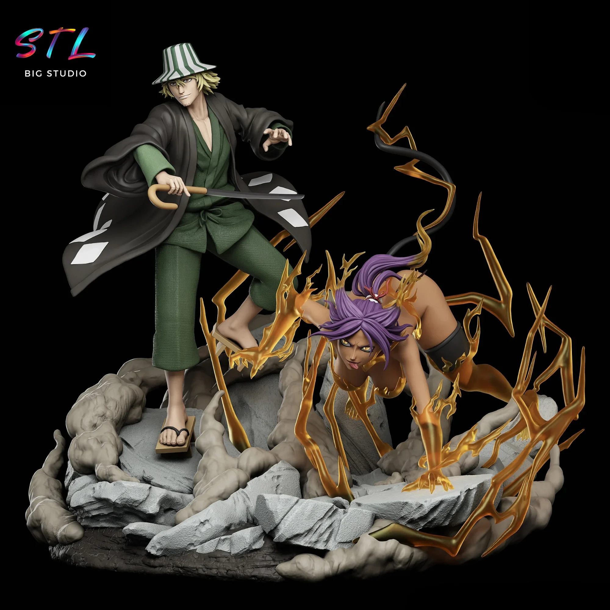 urahara y yoruichi stl impresion 3d bleach urahara y yoruichi stl impresion 3d bleach