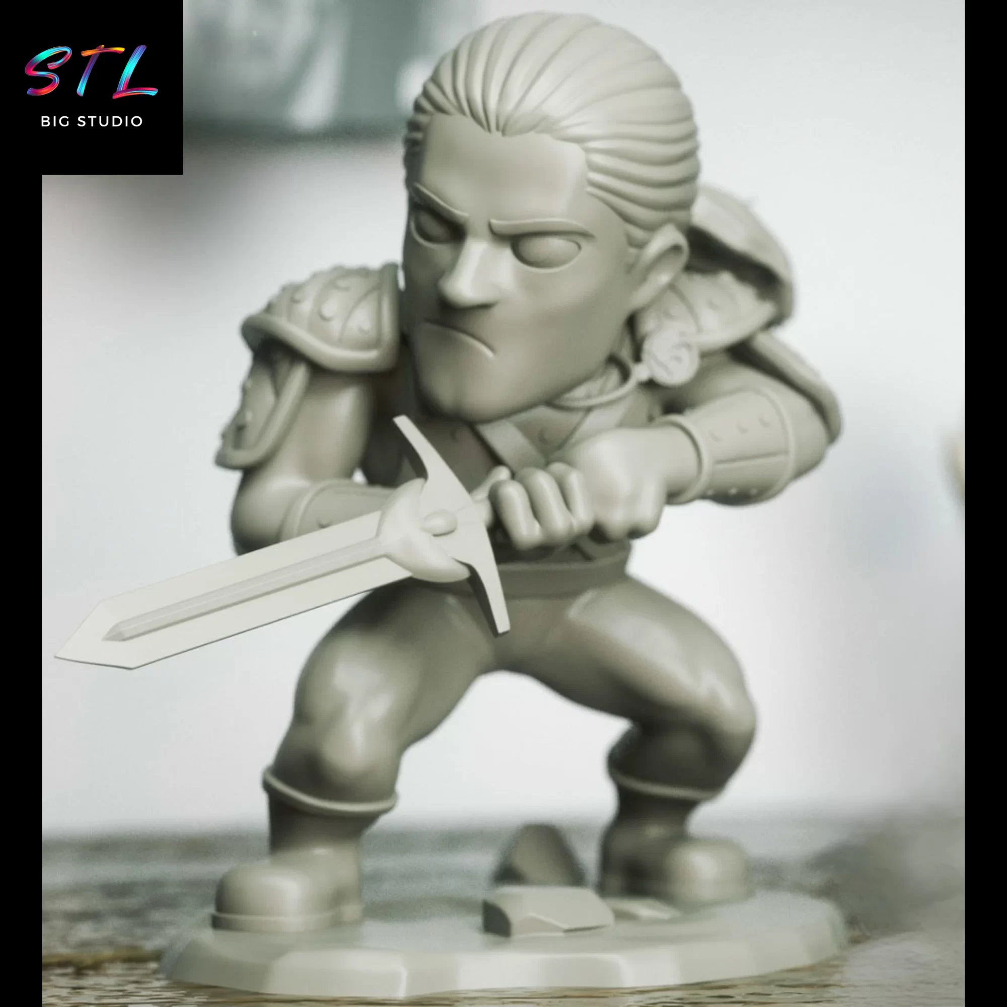 witcher chibi stl henry cavill kawaii figura 3d