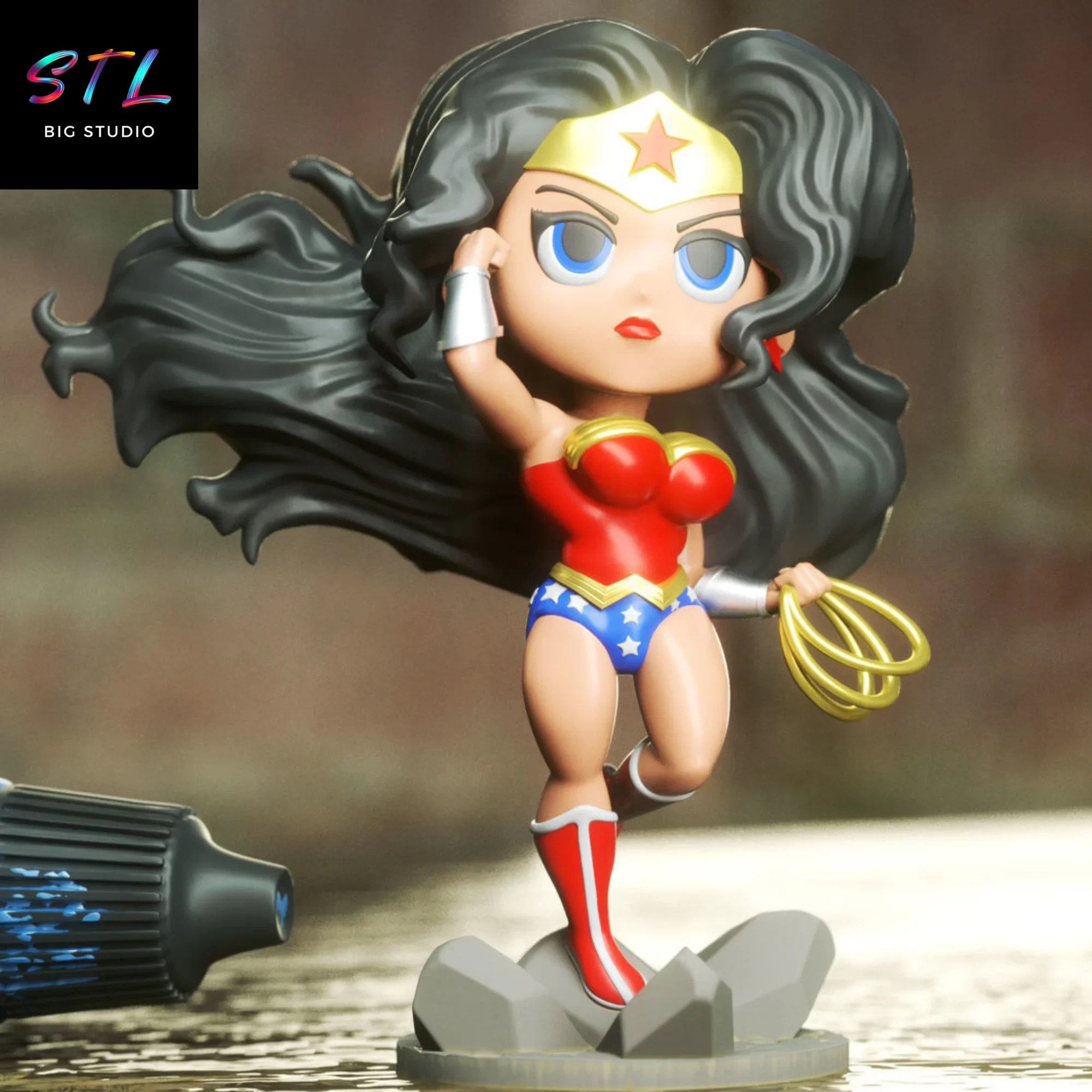 wonder woman chibi stl kawaii dc impresion 3d