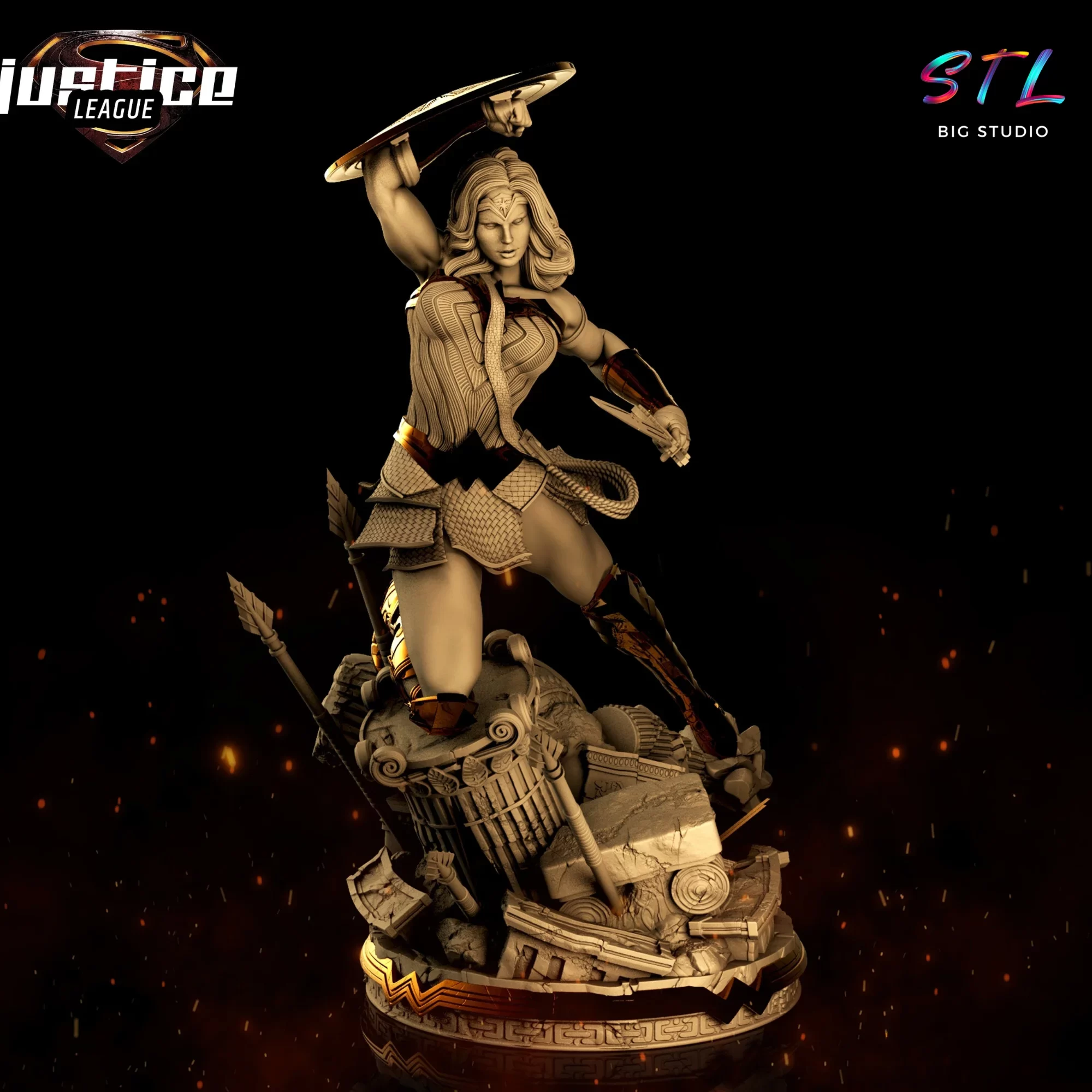 wonder woman stl dc impresion 3d
