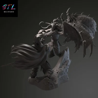 world of warcraft stl illidan vs arthas impresion 3d figura wow