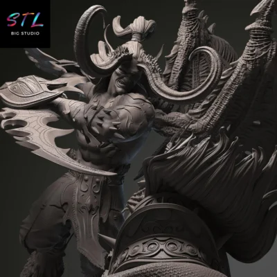 wow stl illidan vs arthas impresion 3d figura world of warcraft