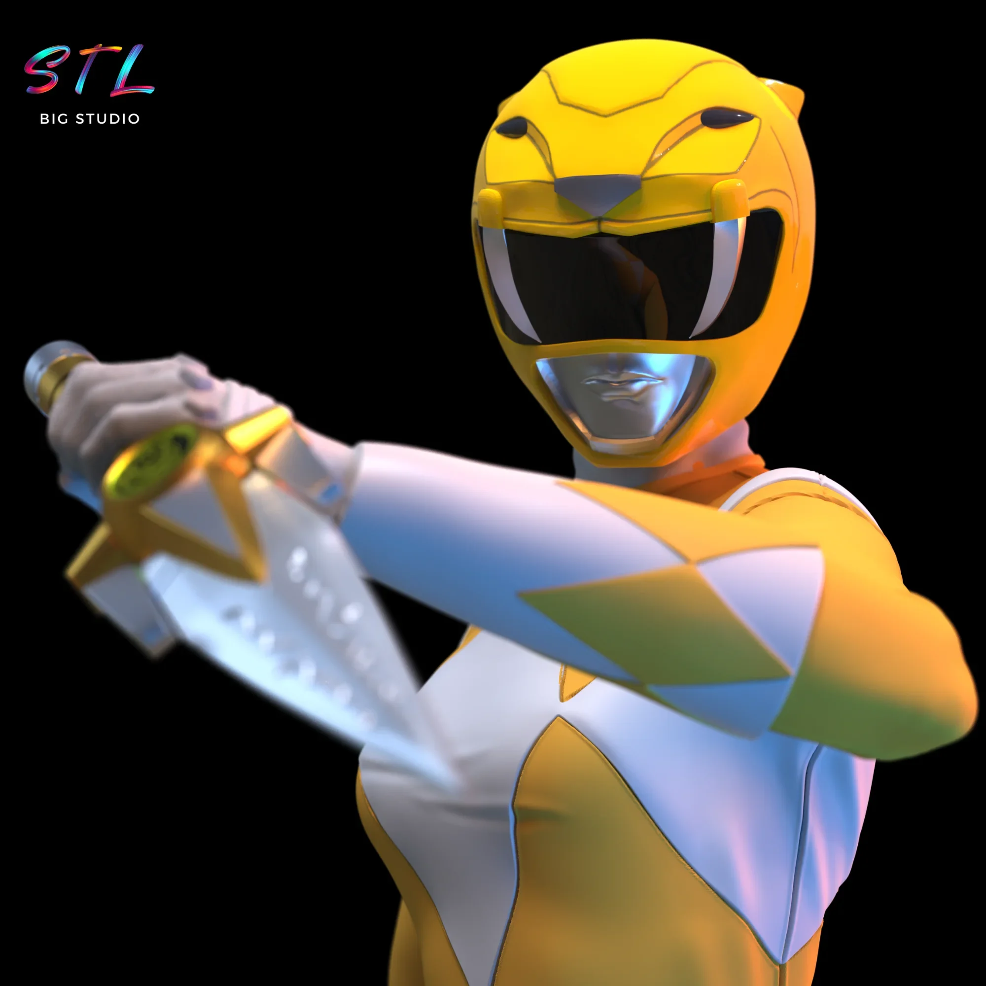 yellow power ranger stl impresion 3d figura yellow power ranger stl impresion 3d figura