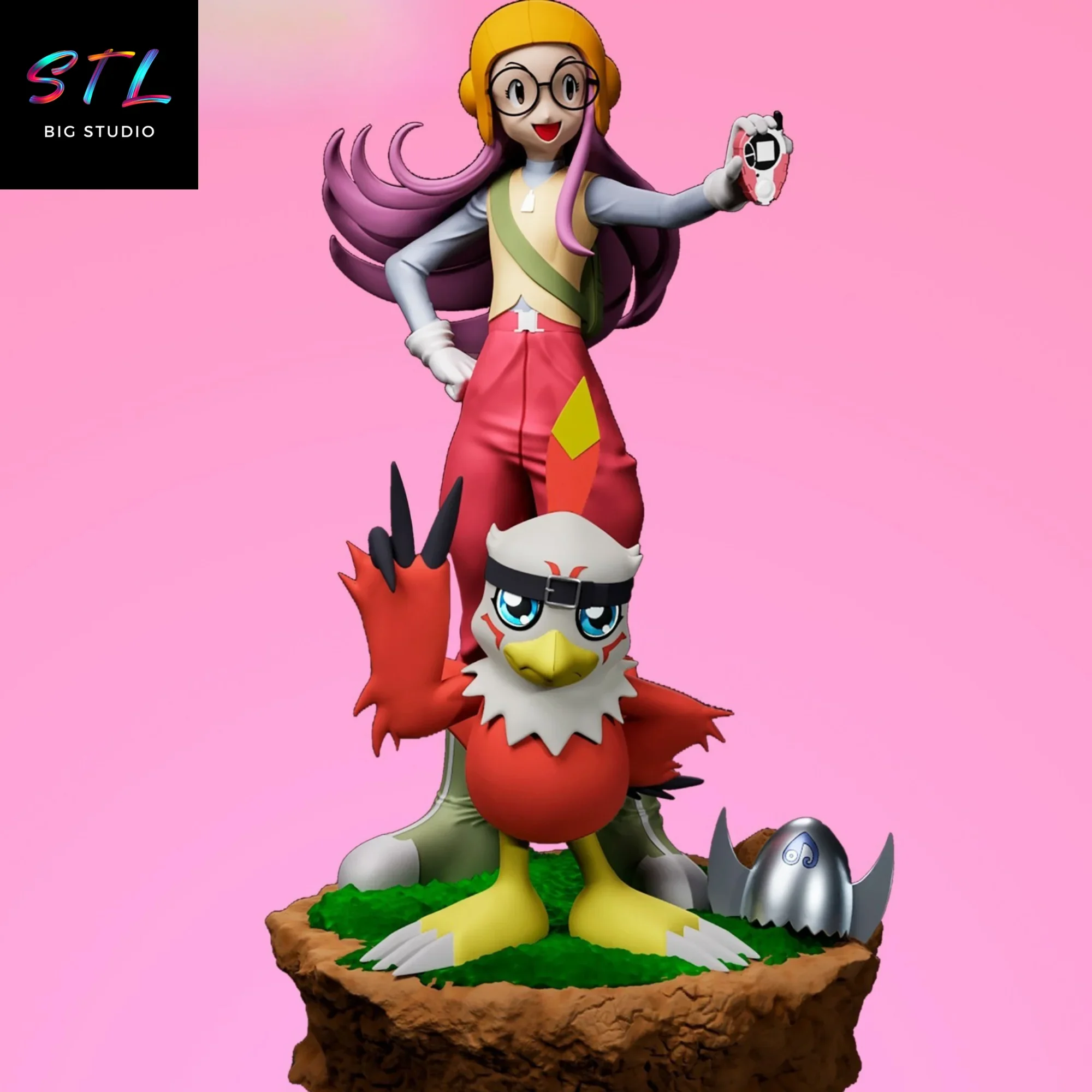yolei y hawkmon stl digimon impresion 3d